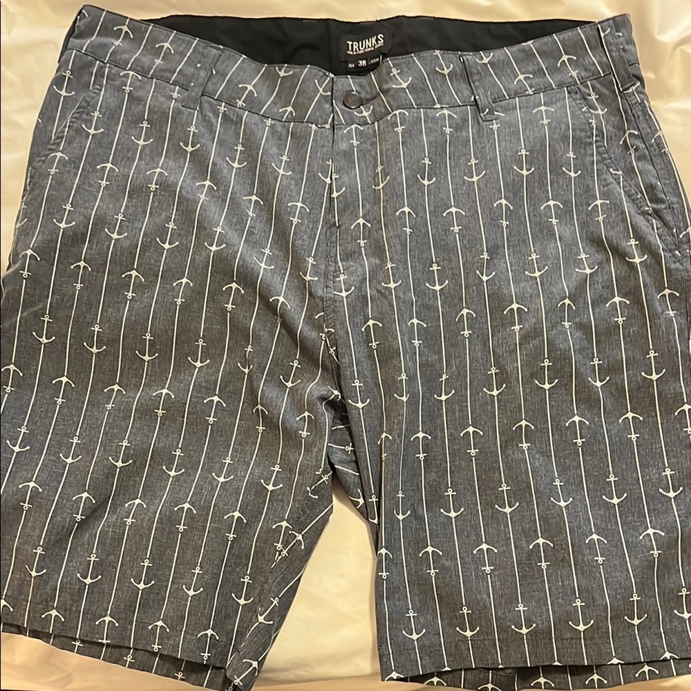 Gray Anchor Print Shorts